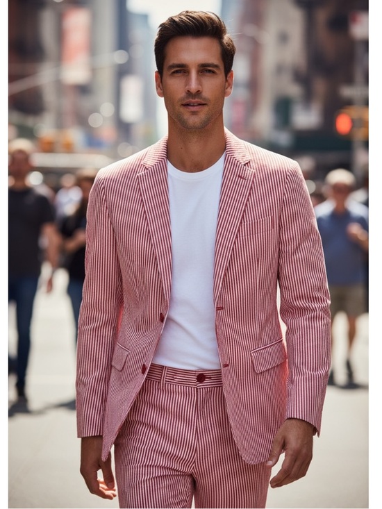 SNIDER Other - Snider Men’s Red & White Pinstripe 2-Piece Suit Size Medium – Stylish & Unique